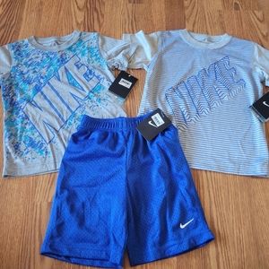Nike Boys 4 Shirts Shorts Lot 3pc Royal NWT